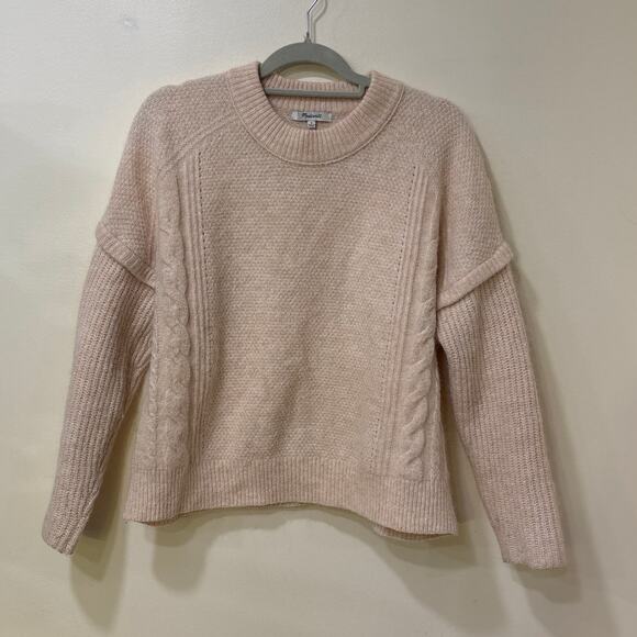 Madewell Alpaca Blend Knitted Sweater Chunky Braided Beige  Minimalist Med - Picture 1 of 7